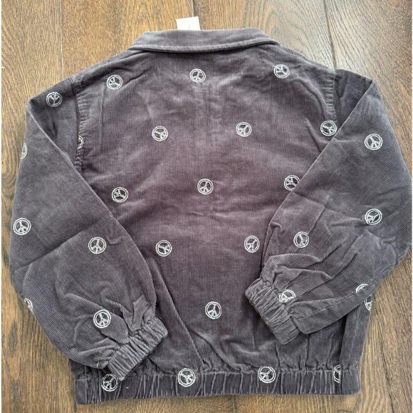 NWT NEW Rylee + Cru Peace Sign Corduroy Bomber Jacket Sz 8-9 - Picture 5 of 7